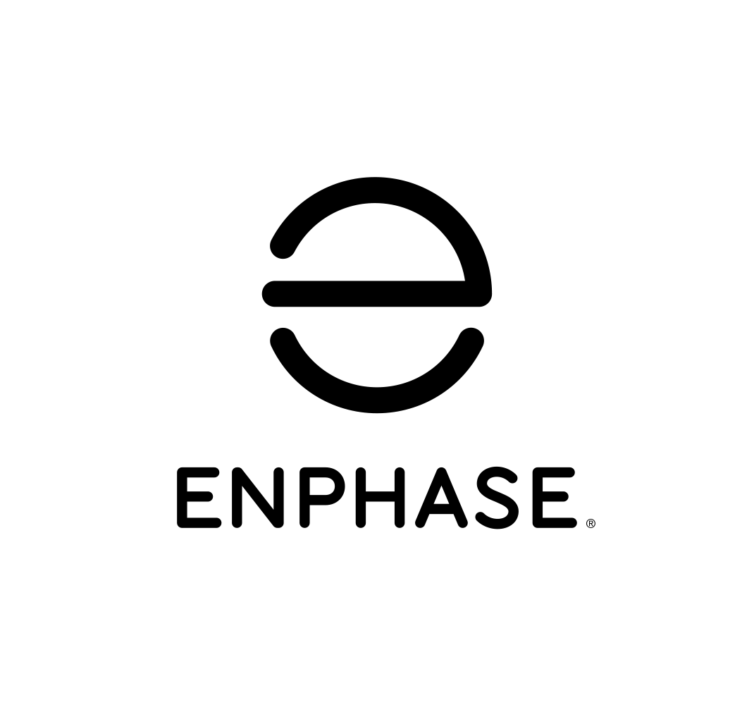 The Enphase logo, seen in Cairns, shows a stylized lowercase "e" and "ENPHASE" in bold black on a light gray background.